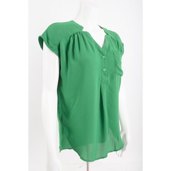 New York & Company Womens Blouse Top Shirt L Green V-Neck sleeveless NWT - Picture 2 of 6